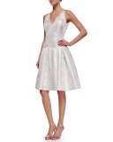 Sleeveless Metallic Fit & Flare Dress 