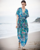 Multipattern Maxi Dress, Blue/Multicolor