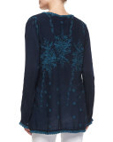 Vine Embroidered Georgette Tunic, Plus Size