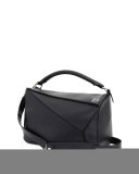 Large Leather Puzzle Bag, Black