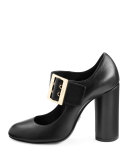 Leather Mary Jane 105mm Pump, Black