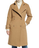Wool-Blend Double-Breasted Trenchcoat, Camel