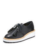 Callie Leather Lace-Up Sneaker, Black