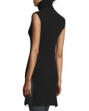 Fay Sleeveless Ribbed Turtleneck Tunic, Black