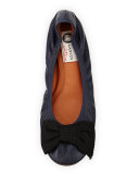 Grosgrain Bow Ballet Flat, Dark Navy