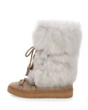 Gail Shearling Fur Tall Boot, Cement