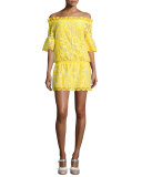 Kit Blouson Off-the-Shoulder Lace Dress, Yellow