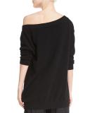 Off-the-Shoulder Cashmere Cutout Tunic, Black