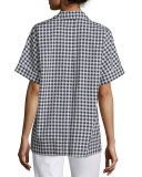 Kaya Short-Sleeve Gingham Blouse 