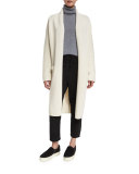Cropped Cashmere Turtleneck Sweater, Heather Stone