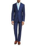 Striped Wool Two-Piece Suit, Blue