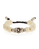 New World White Bone Bead Bracelet w/Diamonds