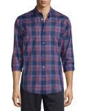Manhattan Plaid Long-Sleeve Sport Shirt, Rhubarb Combo