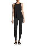 Triple-Mesh High-Waist Long Legging, Black