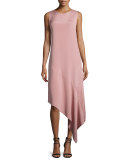 Lark Asymmetric Silk Crepe Dress, Blush