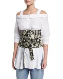 Floral Embroidered Tie-Waist Corset