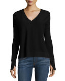 Taylor Merino Wool V-Neck Sweater, Black