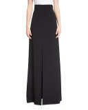 High-Waist Front-Slit Maxi Skirt, Black