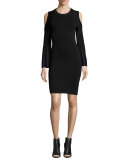 Milano Cold-Shoulder Pleated-Sleeve Sweaterdress