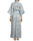 Isadora Floral-Print Kimono Robe, Light Blue