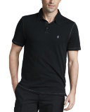 Pickstitched Slub Polo, Black