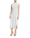 Sleeveless Wool-Blend Long Dress, Lunar Rock, Petite