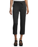 Linen-Blend Belted Culottes