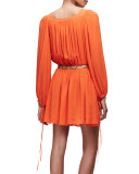 Poet Long-Sleeve Mini Dress, Sienna