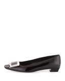 Belle Vivier Patent Buckle Ballerina Pump, Black