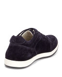 Perforated Suede Low-Top Sneaker, Blue
