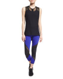 Hydra Colorblock Cropped Sport Leggings, Indigo