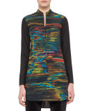Printed Half-Zip Tunic, Northern Lights