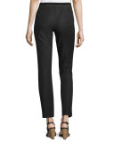 Stanton Ribbon-Trimmed Tapered Ankle Pants, Black
