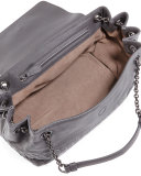 Small Madras Intrecciato Flap Shoulder Bag, Gray