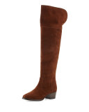 Clara Suede Over-The-Knee Boot, Brown