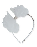 Organza Bow Rhinestone Headband, White