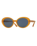 Parquet Monochromatic Oval Sunglasses, Yellow/Blue