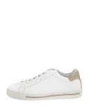 Crystal-Trim Low-Top Sneaker, White