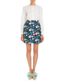 Star-Trim Cotton Blouse, White