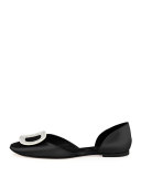 Satin Ballerine Chips d'Orsay Flat, Black