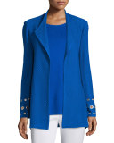 Long Knit Jacket with Grommet Detail 