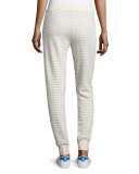 Straight-Leg Striped Sweatpants, Heather Gray/Oatmeal