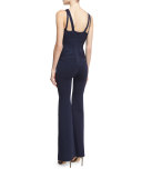 Frederik Ribbon Bandage Sleeveless Jumpsuit, Blue
