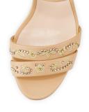 Melody Embellished Leather Sandal, Beige