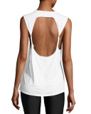 Twist Open-Back Muscle Tank Top, White