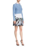 Kayla Painterly Floral-Print Miniskirt, Black Multi