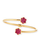 18K Gold & Ruby Floral Bypass Bracelet