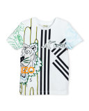 Benji Cotton Jersey Logo Tee, White, Size 4-6
