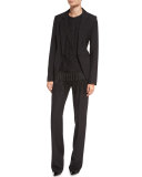 Straight-Leg Tuxedo Pants, Black