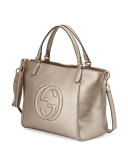 Soho Metallic Leather Top-Handle Bag, Golden Beige